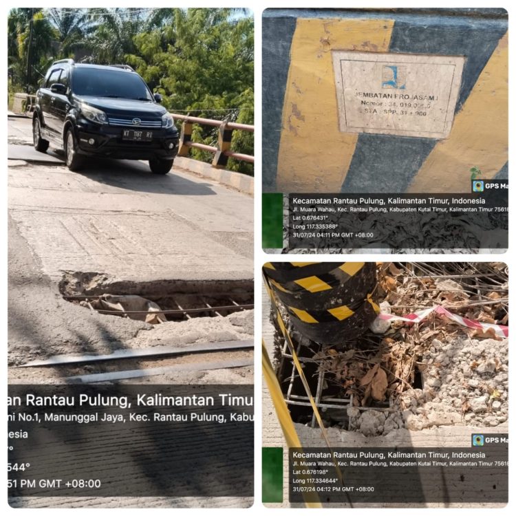 Jembatan Di Jalan Poros Kutim Terancam Roboh, Lantainya Sudah Jebol, Warga Minta Pemerintah Provinsi Kaltim, agar Jembatan Segera di Perbaiki..!!!