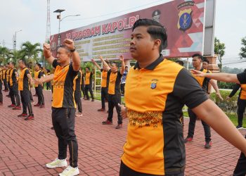 Jumat Sehat, Polda Kaltim Rutin Laksanakan Senam Bersama