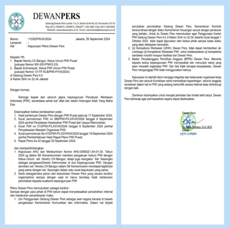 PWI Resmi Diusir dari Gedung Dewan Pers Dan, Tidak Diberi Izin Uji Kopotensi Wartawan.