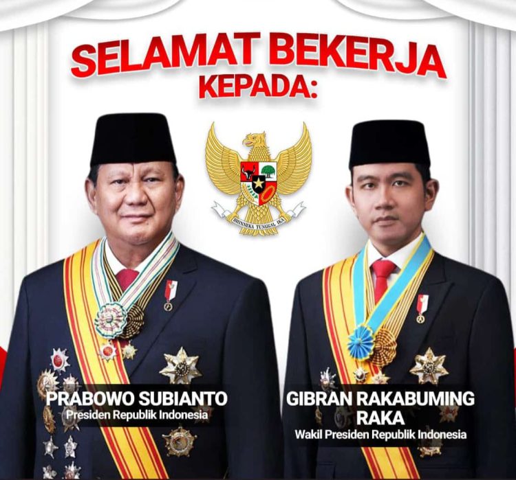 Pimpinan Redaksi Derap Kalimantan Mengucapkan “Selamat Atas Pelantikan Presiden Dan Wakil Presiden RI Periode 2024-2029”