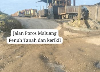 Jalan Poros Maluang Dipenuhi Tanah dan Kerikil, Warga Keluhkan Ancaman Keselamatan