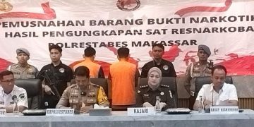 Pemusnahan Barang Bukti Narkotika hasil Pengungkapan Satuan Reserse Narkoba Polrestabes Makassar