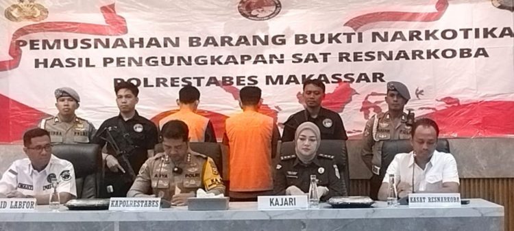 Pemusnahan Barang Bukti Narkotika hasil Pengungkapan Satuan Reserse Narkoba Polrestabes Makassar