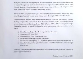 Elemen Masyarakat Berau Desak DPRD Gelar Hearing Terkait PHK Sepihak di PT Pama Persada Nusantara