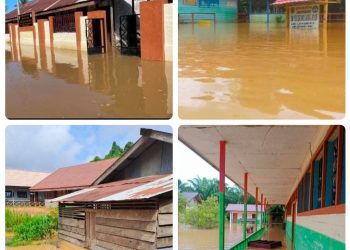 Banjir Besar Rendam Beberapa Kampung di Berau, Sekolah-Sekolah Rusak dan Guru ikut Mengungsi