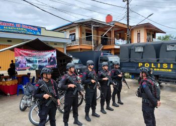 Perkuat Pengamanan PSU Pilkada Kab.Kukar, Sat Brimob Polda Kaltim Intensifkan Patroli