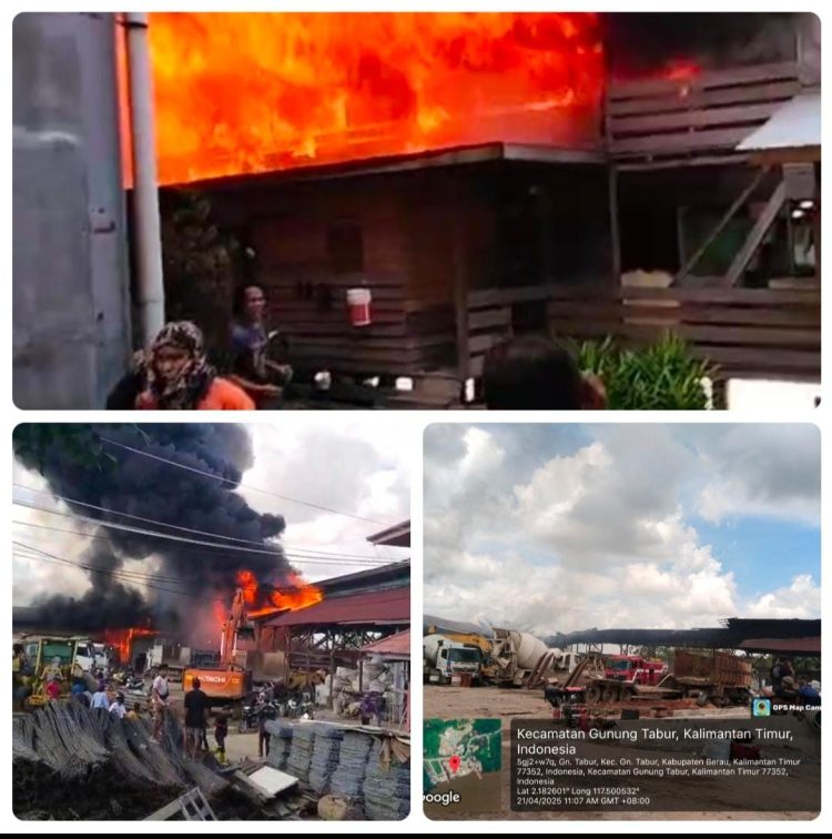 Kebakaran Hebat Hanguskan Mes dan Workshop PT Yasin di Gunung Tabur, Kerugian Capai Miliaran Rupiah