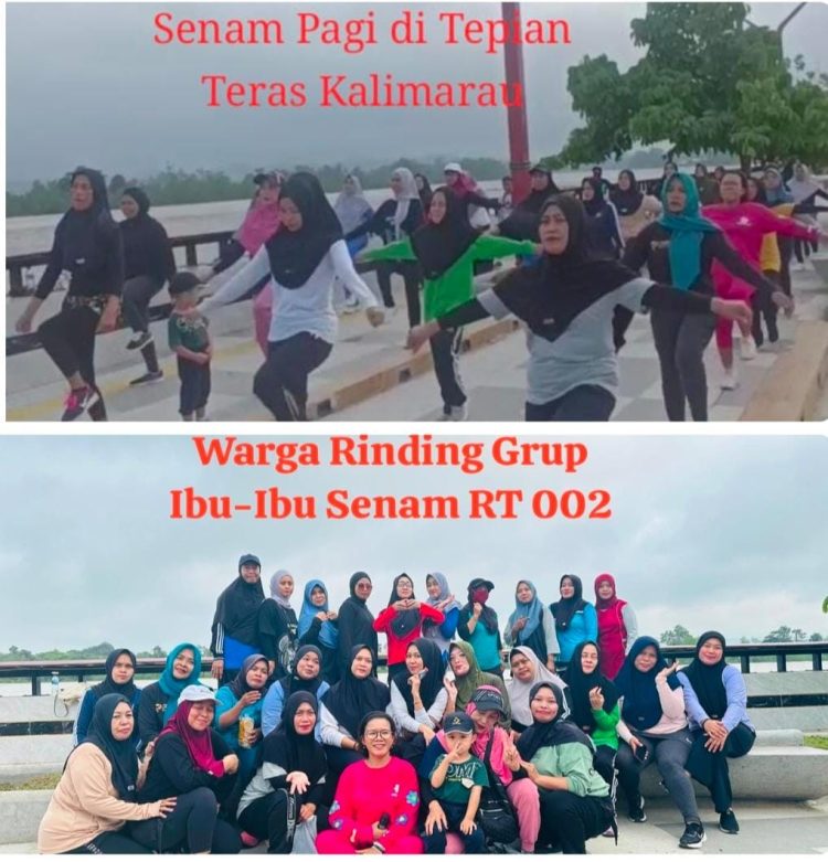 Ibu-Ibu RT 002 Rinding Segarkan Minggu Pagi dengan Senam Bersama di Teras Kalimarau