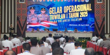 Kapolda Sulsel Pimpin Apel Gelar Operasional Triwulan I Tahun 2025 Polda Sulsel