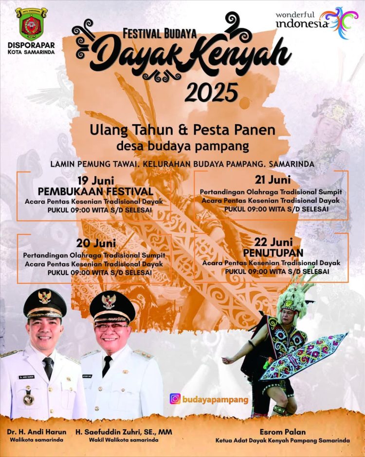 Festival Budaya Dayak Kenyah 2025 Siap Digelar di Desa Budaya Pampang, Samarinda
