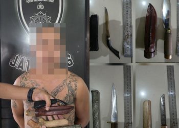 Tim Jatanras Polda Kaltim Berhasil Mengamankan Seorang Pria Bawa Sajam