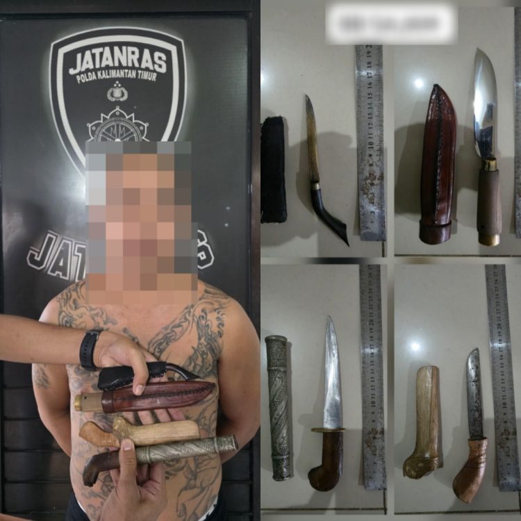 Tim Jatanras Polda Kaltim Berhasil Mengamankan Seorang Pria Bawa Sajam