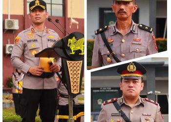 Polres Kukar Gelar Upacara Pelantikan Sertijab di Halaman Mako Polres Kukar