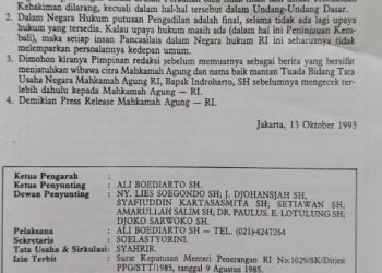 13 Oktober 1993: Saat Mahkamah Agung Beri Peringatan Keras untuk Sejumlah Media Ibu Kota