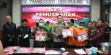 Polres Berau Gelar Pemusnahan Barang Bukti Narkoba Hampir 2 Kilogram 