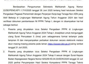 MA Umumkan Pemberkasan NI PPPK Tahap I dan Tahap II Tahun Anggaran 2024, Catat Syaratnya!