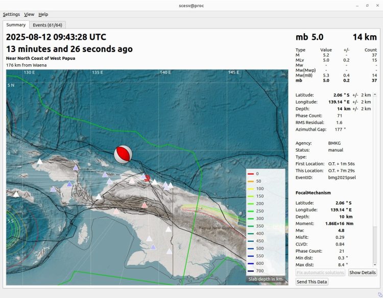 GEMPABUMI TEKTONIK M6,4 DI SARMI, PAPUA, TIDAK BERPOTENSI TSUNAMI