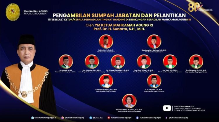 Ketua Mahkamah Agung Lantik 11 Pimpinan Pengadilan Tingkat Banding