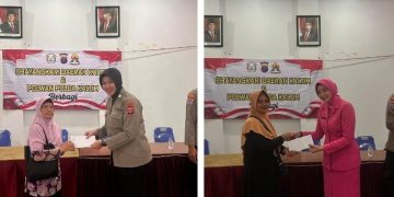 Polwan dan Bhayangkari Polda Kaltim Gelar Aksi Sosial “Berbagi” di Kelurahan Karang Jati Balikpapan