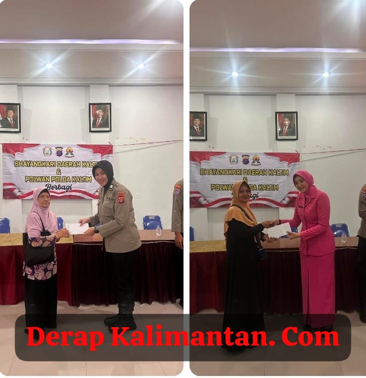 Polwan dan Bhayangkari Polda Kaltim Gelar Aksi Sosial “Berbagi” di Kelurahan Karang Jati Balikpapan