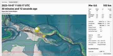 GEMPABUMI M6,6 DI LAE, PAPUA NEW GUINEA, TIDAK BERPOTENSI TSUNAMI DI WILAYAH INDONESIA