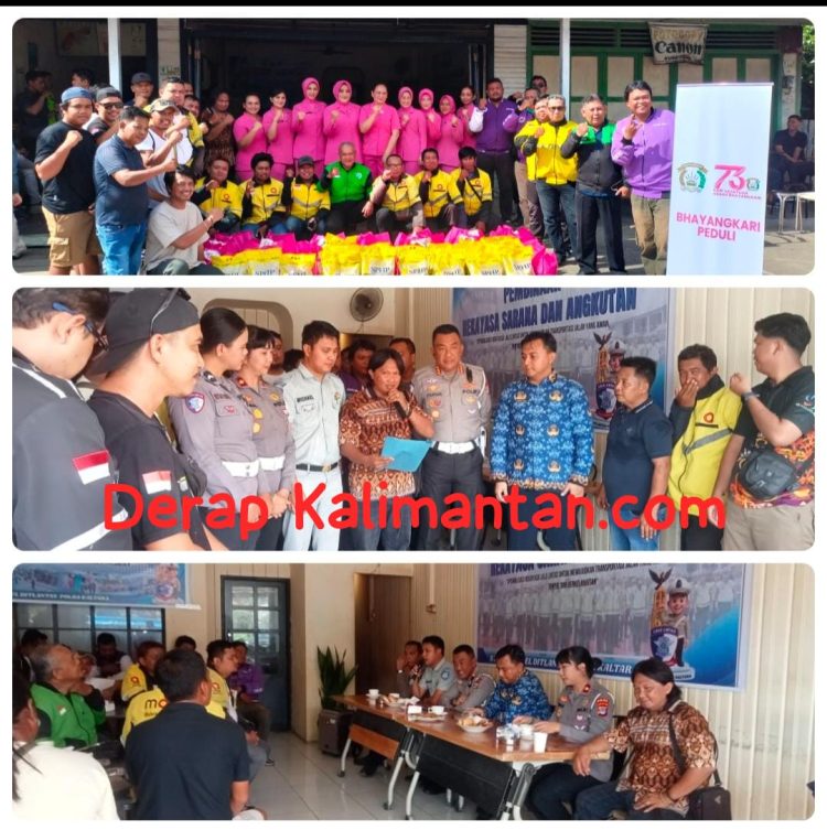 Dirlantas dan Ibu Kapolda Kaltara Bersama PATRIOT Ajak Driver Ojol Tanjung Selor Jadi Pelopor Keselamatan di Jalan Raya