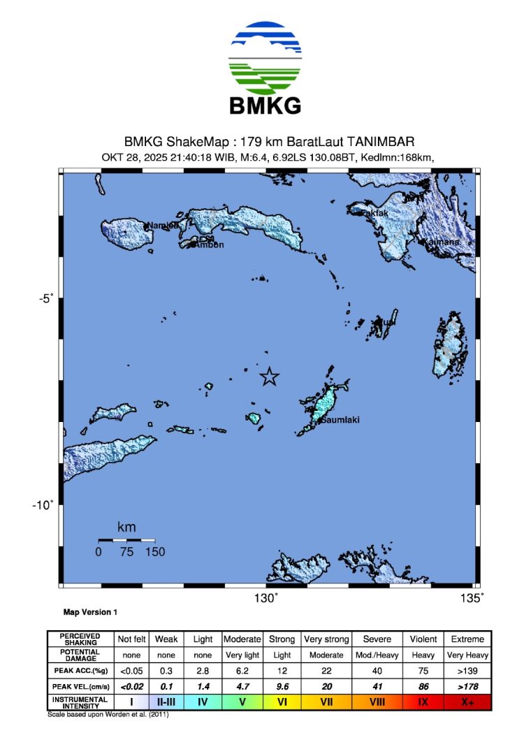 GEMPA BUMI TEKTONIK M6,8 DI LAUT BANDA, MALUKU TIDAK BERPOTENSI TSUNAMI