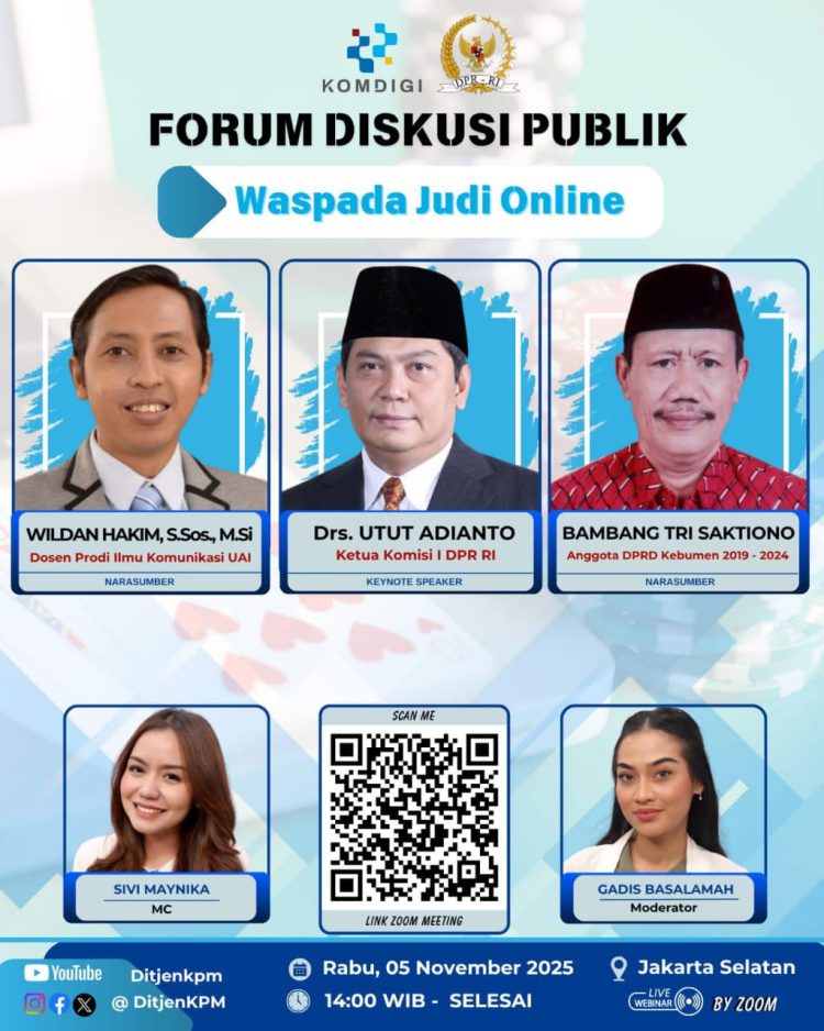 Utut Adianto Dalam Diskusi Publik : Judi Itu Bukan Rezeki, Judi Itu Bencana, Ia Tidak Pandang Bulu Merusak Siapa Saja