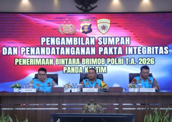 Polda Kaltim Gelar Pengambilan Sumpah dan Penandatanganan Pakta Integritas Penerimaan Bintara Brimob TA 2026