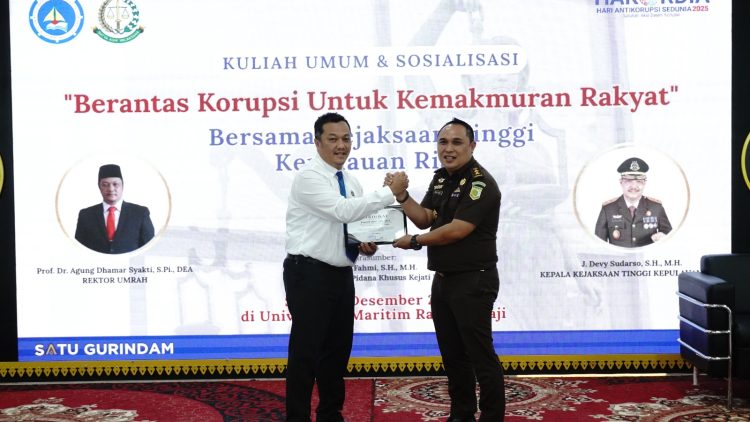 Memperingati HARKORDIA 2025, Kejati Kepri Gelar Kuliah Umum di Universitas Maritim Raja Ali Haji.