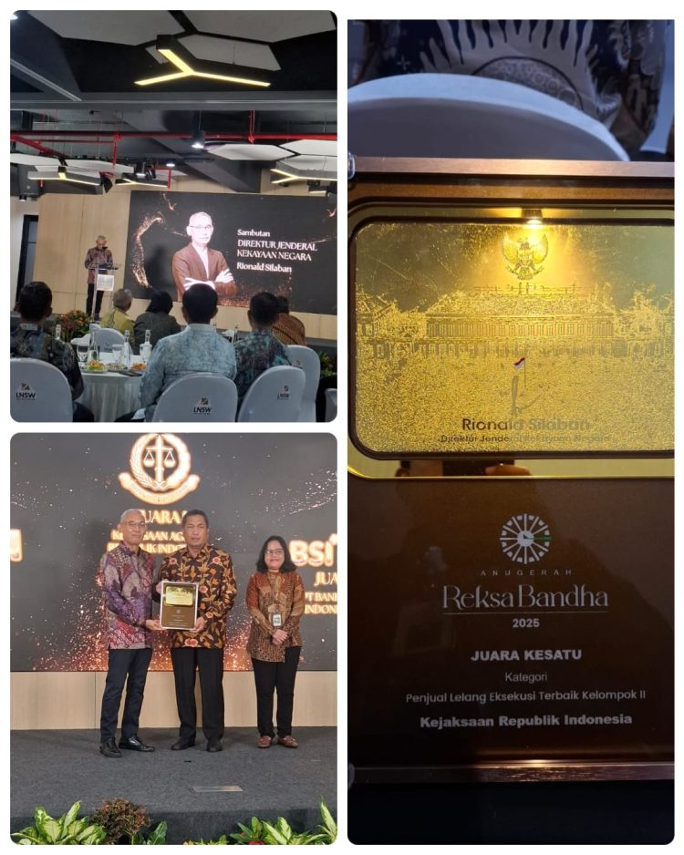 Kejaksaan RI Raih Juara 1  Kategori Pemohon Lelang Eksekusi  pada Anugerah Reksa Bandha Tahun 2025