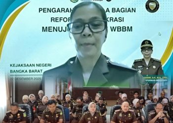 Komitmen Menuju WBBM, Kajari Bangka Barat Ikuti Pengarahan Kepala Bagian Reformasi Birokrasi Secara Virtual