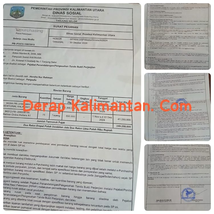 Kerja Sama Media Dinsos Kaltara Disorot, Nilai Kontrak dan Wewenang OPD Jadi Pertanyaan, Diskominfo Diduga Tak Dilibatkan? 
