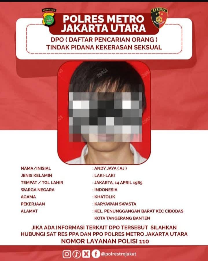 TRCPPA Desak Polres Jakarta Utara Hentikan Blur Foto DPO Kasus TPKS Andy Jaya