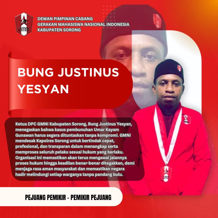 Bung Justinus Yesyan Desak Kapolres Sorong Segera Tangkap 7 Pelaku Pembunuhan Umar Kayam Gunawan