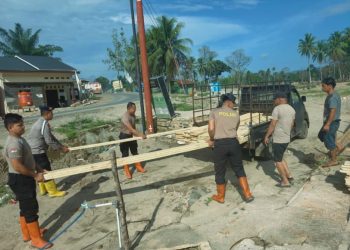 Brimob Batalyon C Kawal Pembangunan Hunian Tetap dan Sementara di Batang Toru