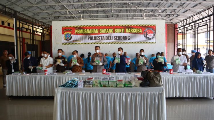 Polresta Deli Serdang Musnahkan Barang Bukti Narkoba Senilai Tujuh Miliar Lima Puluh Tujuh Juta Rupiah