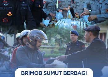 Brimob Sumut Berbagi Berkah Ramadhan, 200 Takjil Dibagikan untuk Pengendara di Sekitar Mako KE Lumi