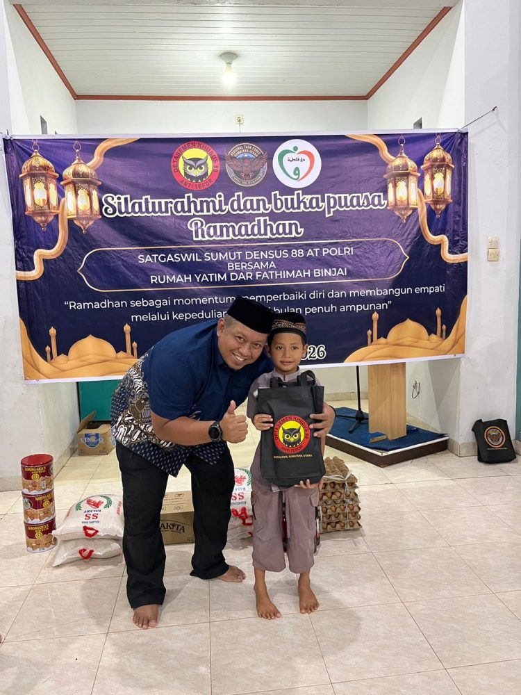 Satgaswil Sumut Densus 88 AT Polri Gelar Buka Puasa Bersama Anak Yatim di Rumah Yatim Dar Fathimah