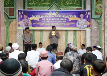 Safari Ramadhan Polda Sumut dan Polres Pelabuhan Belawan di Masjid Al-Muttaqin, Pererat Silaturahmi dan Sampaikan Pesan Kamtibmas