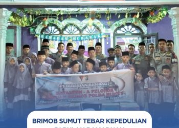 Brimob Sumut Tebar Kepedulian di Bulan Ramadhan, Kompi 4 Batalyon A Gelar Buka Puasa Bersama dan Berbagi Sembako dengan Anak Yatim dan Dhuafa