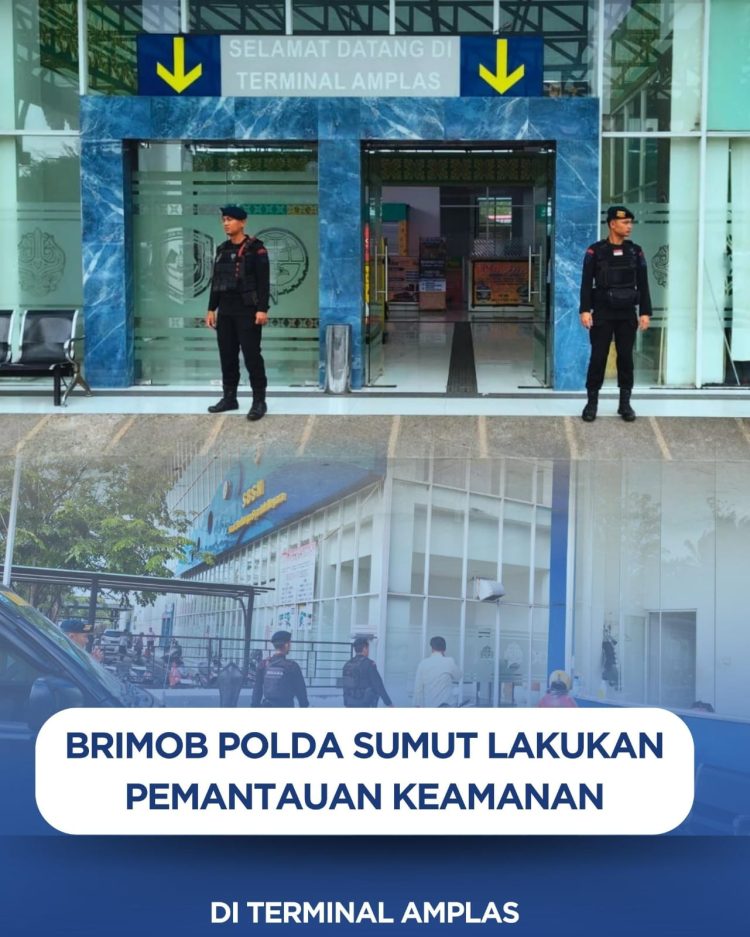 Brimob Polda Sumut Lakukan Pemantauan Keamanan di Terminal Amplas
