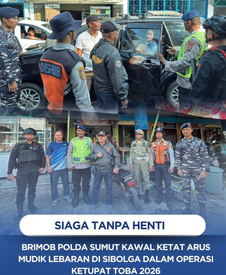 Optimalisasi Pengamanan Mudik, Brimob Sumut Siaga di Simpang Lima dan Pelabuhan Sibolga