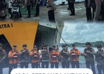 Jaga Gerbang Laut Nias, Brimob Sumut Intensifkan Patroli Arus Mudik di Pelabuhan Gunungsitoli