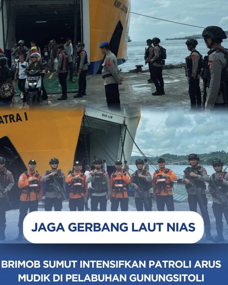Jaga Gerbang Laut Nias, Brimob Sumut Intensifkan Patroli Arus Mudik di Pelabuhan Gunungsitoli