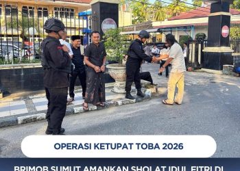 Brimob Sumut Hadirkan Rasa Aman, Pengamanan Sholat Idul Fitri di Gunungsitoli Berjalan Kondusif