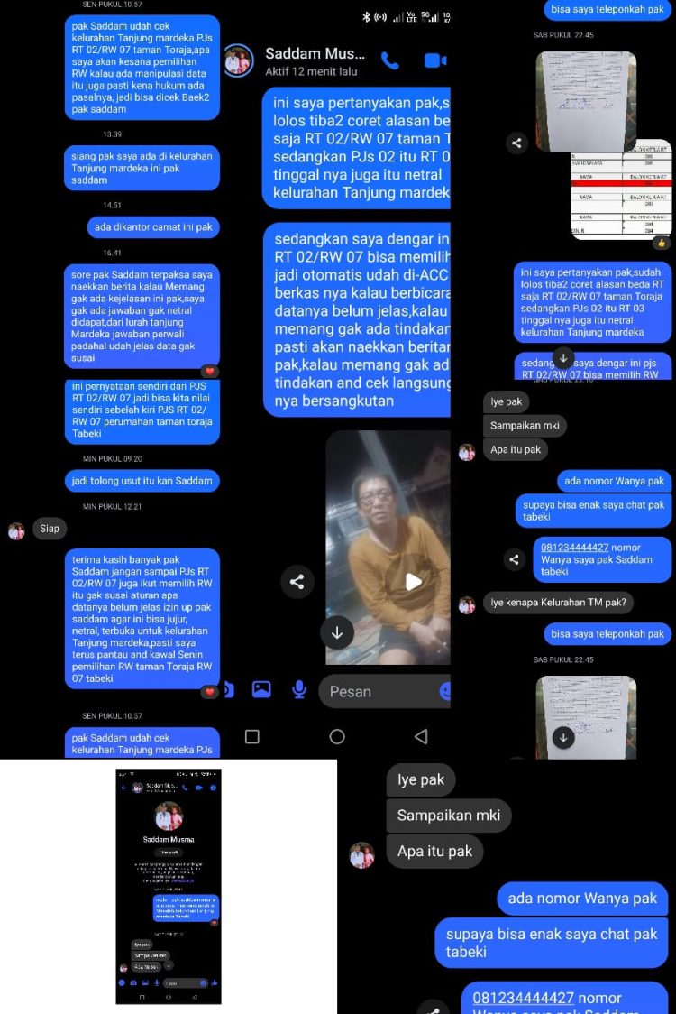 Polemik Penunjukan PJ RT di Tanjung Mardeka, Diduga Cacat Administrasi dan Minim Transparansi