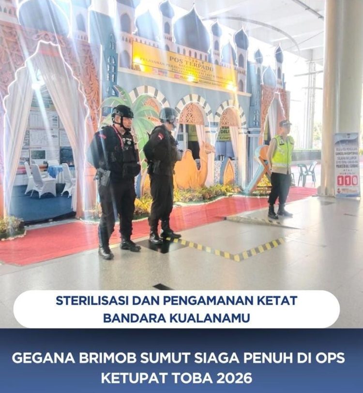 Sterilisasi dan Pengamanan Ketat Bandara Kualanamu, Gegana Brimob Sumut Siaga Penuh di Ops Ketupat Toba 2026