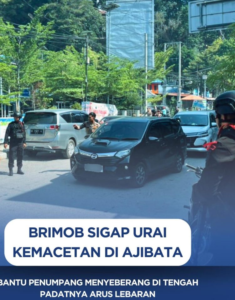 Brimob Sigap Urai Kemacetan di Ajibata, Bantu Penumpang Menyeberang di Tengah Padatnya Arus Lebaran