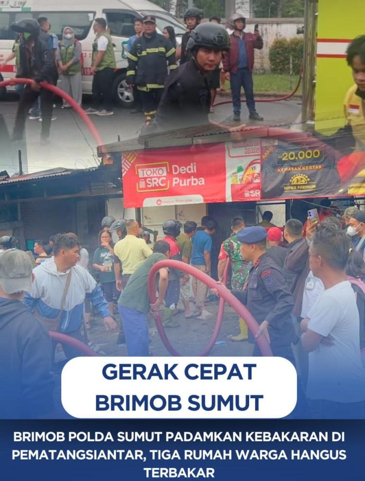 Gerak Cepat Brimob Polda Sumut Bantu Padamkan Kebakaran di Pematangsiantar